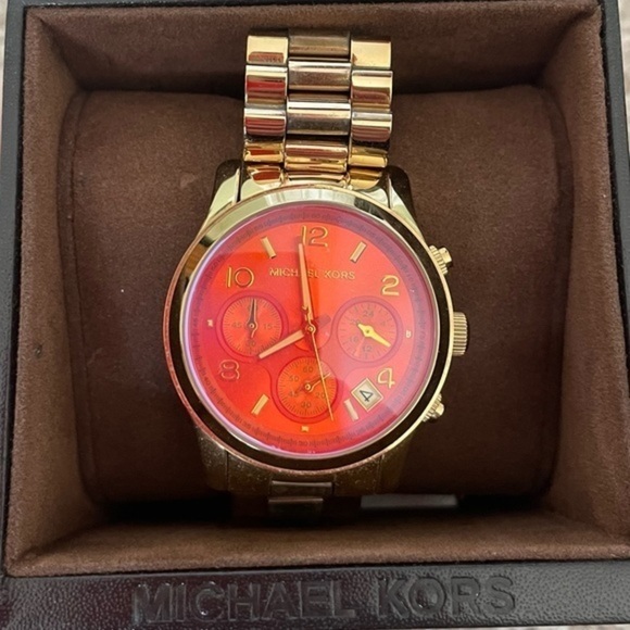 Iridescent Coral and Gold Michael Kors Watch - Picture 2 of 7